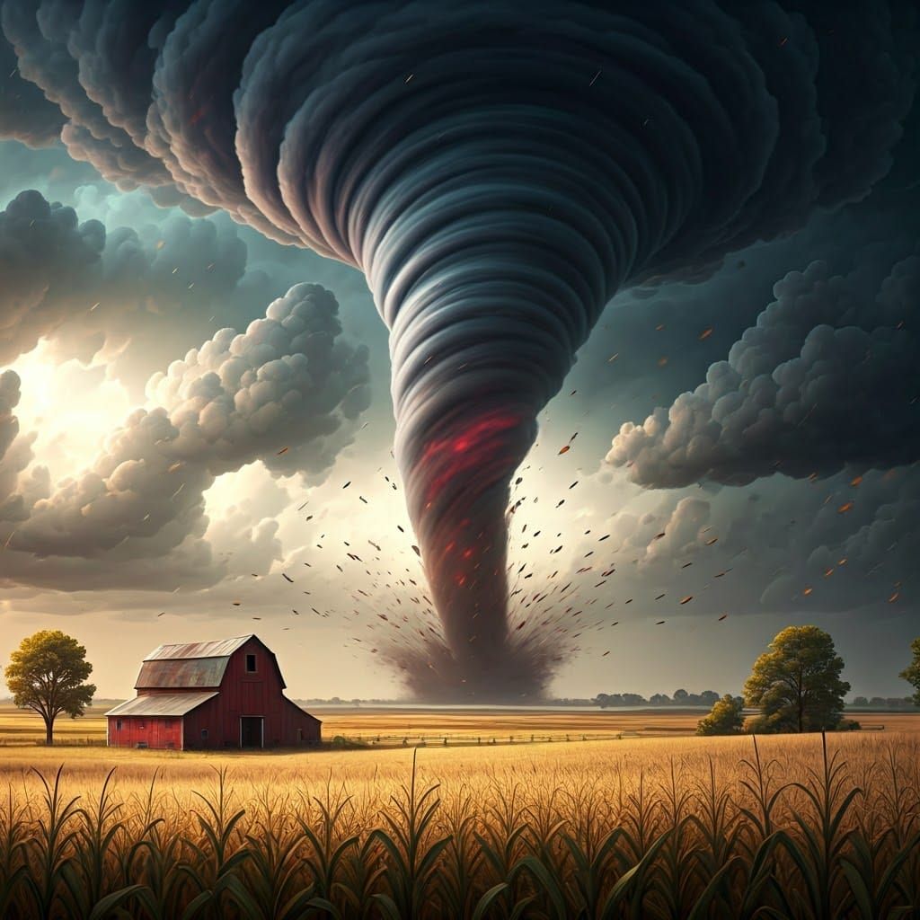 Dramatic Tornado Scene in Tornado Alley