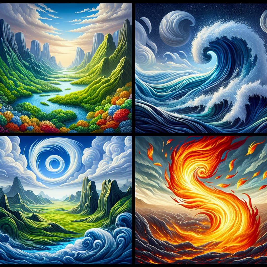 four elements: earth, water, air, fire