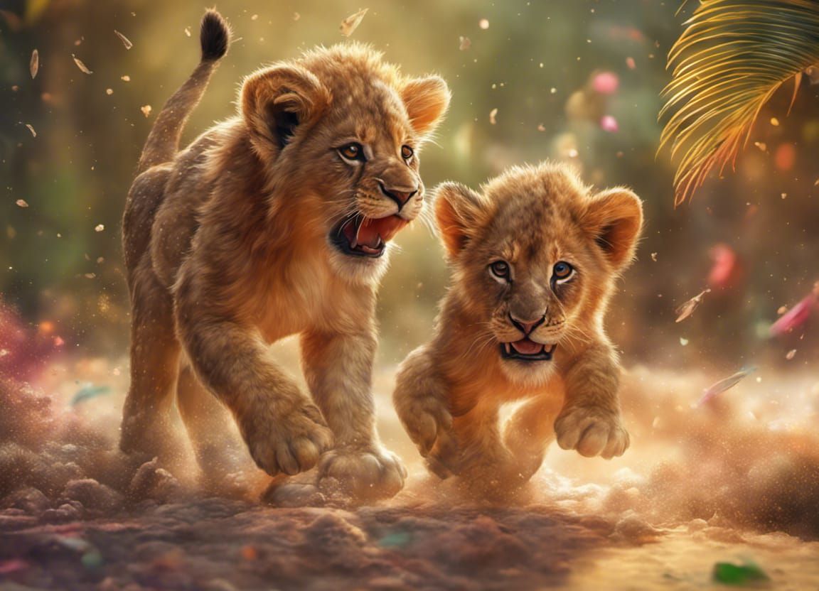 lion Cubs Playing
