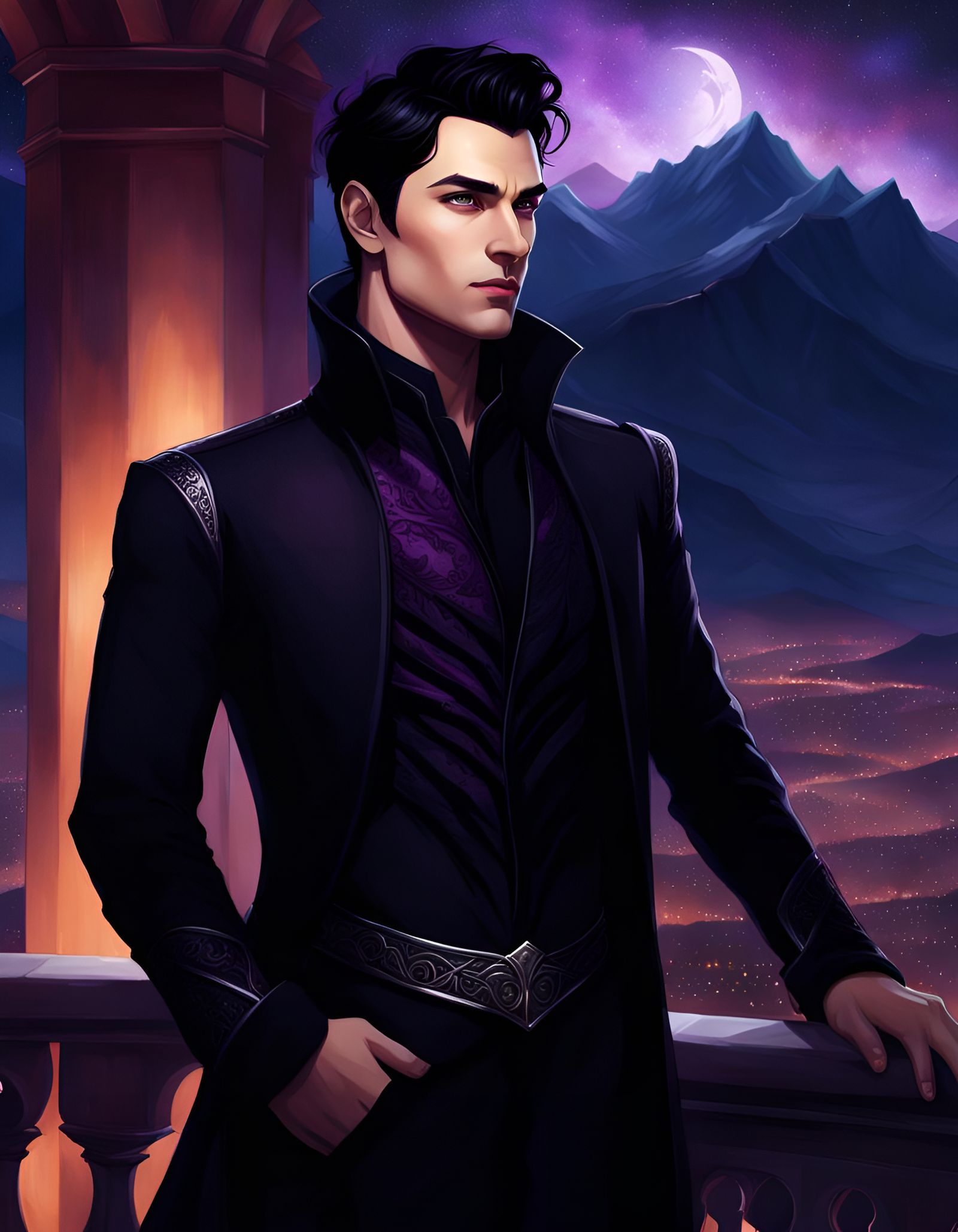 Hyperrealistic Portrait of a Handsome Man on Balcony