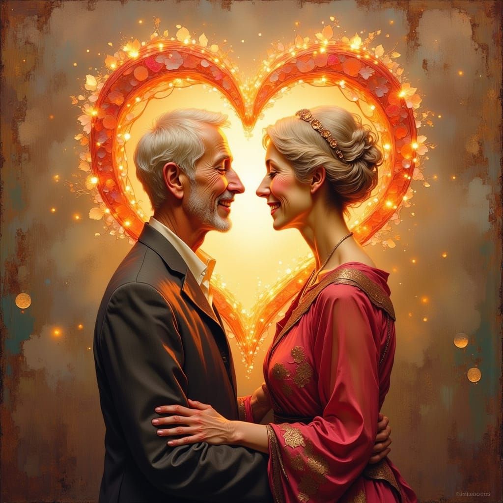 Loving Couple in Radiant Heart