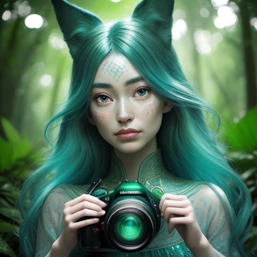 beautiful blue-green creatures with spiraling noses and ears...