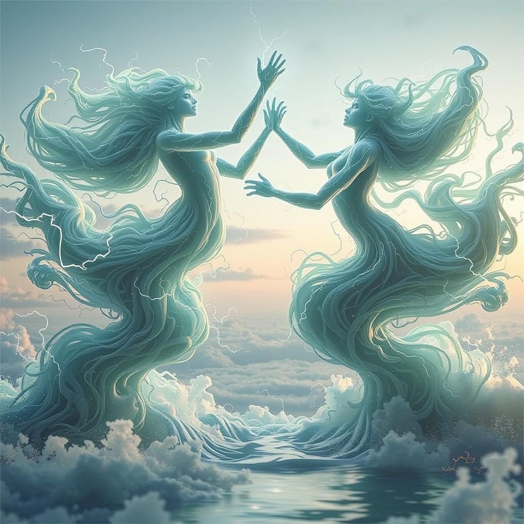 Electric Lightning Figure Soaring Through Storm Clouds