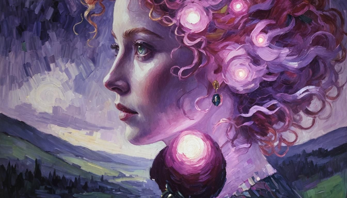 Red-Haired Woman Portrait in Fauvist Oil Painting