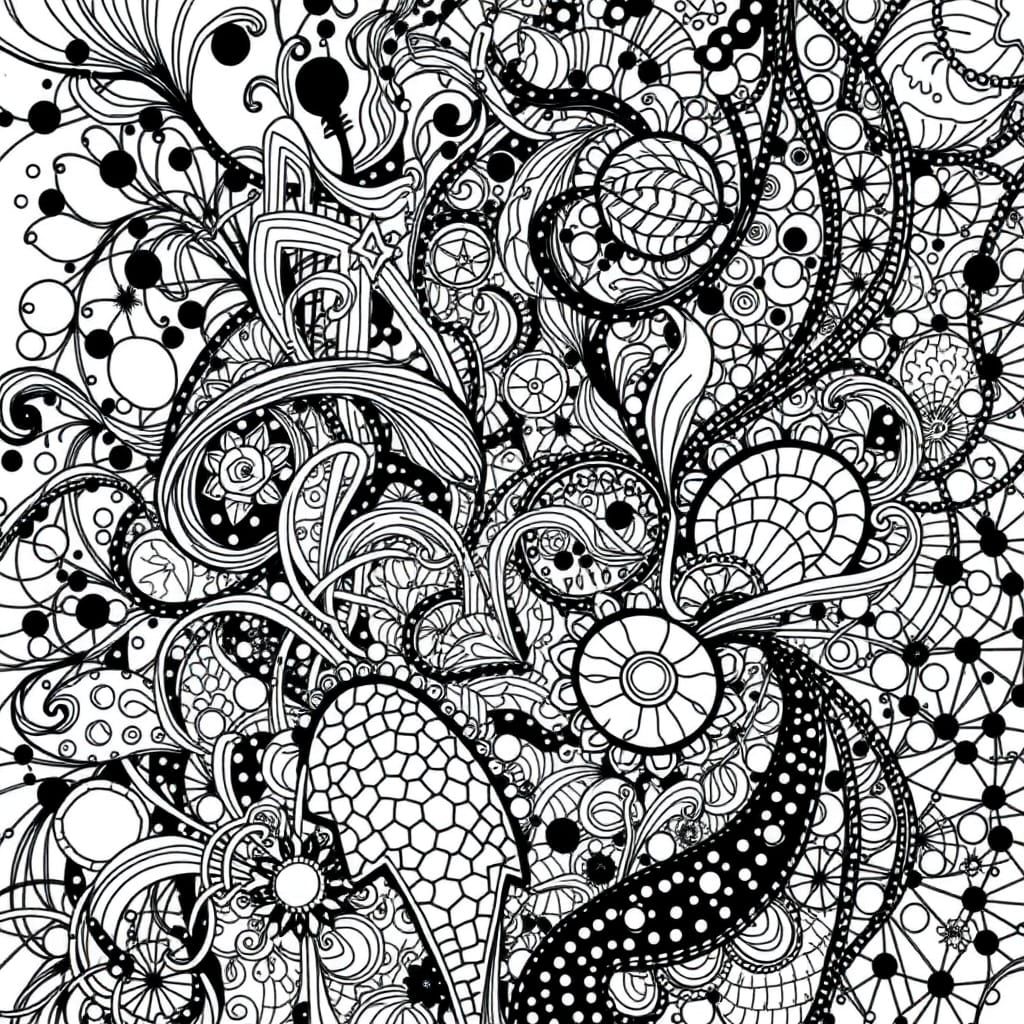 Intricate Abstract Doodle Drawing in Black and White