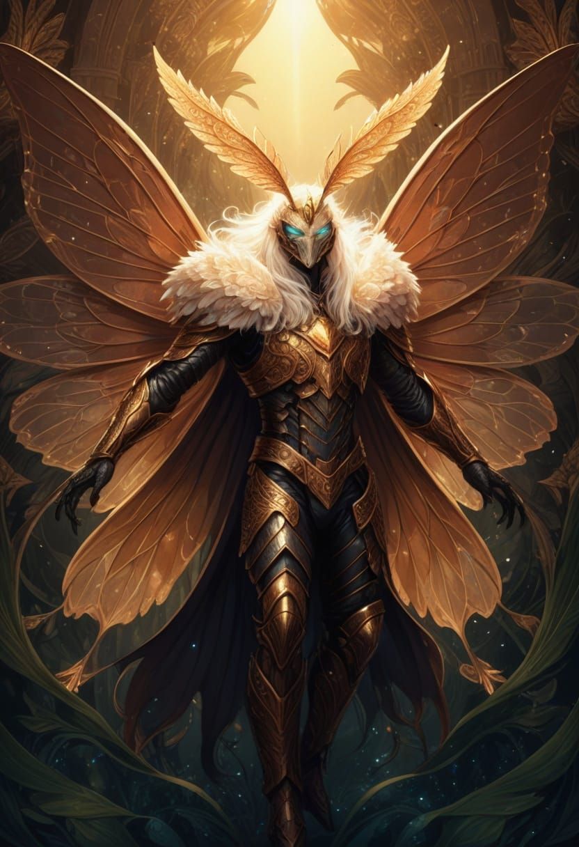 Ethereal Manga Portrait: Divine Moth Insectoid