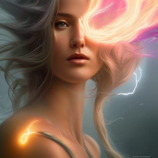 Electric Goddess Portrait in Detailed Matte Painting