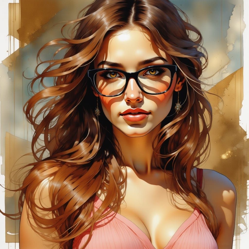 Elegant Woman in Luxurious Graphic Novel Style