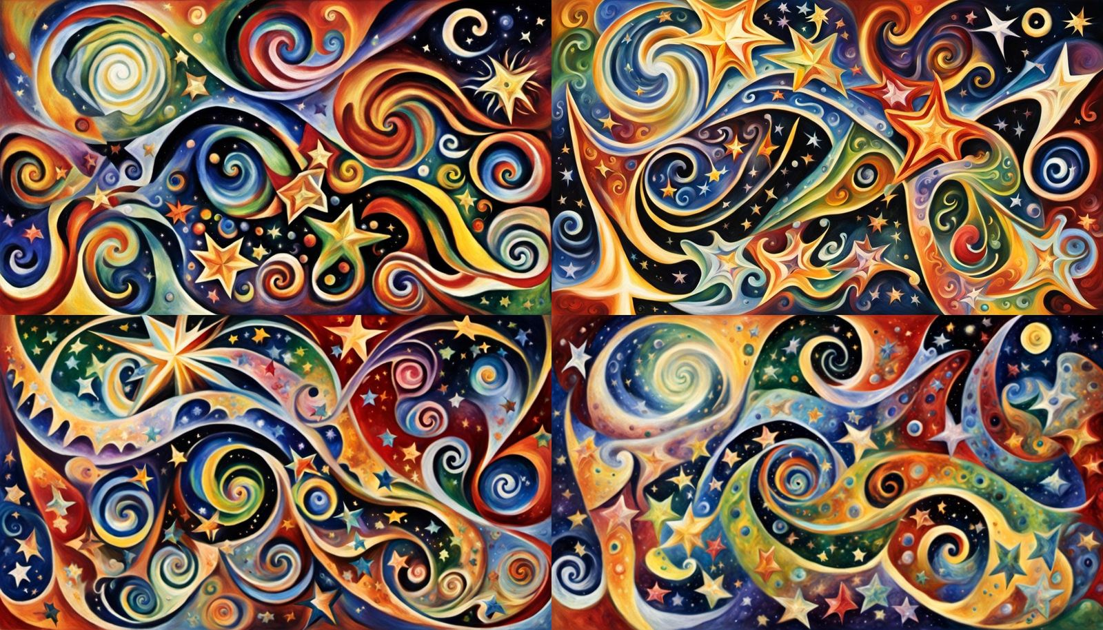Cosmic Star Dance in Impasto Oil Style