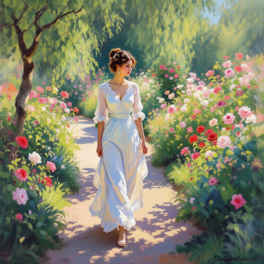 Impressionist Garden Stroll in Monet Style