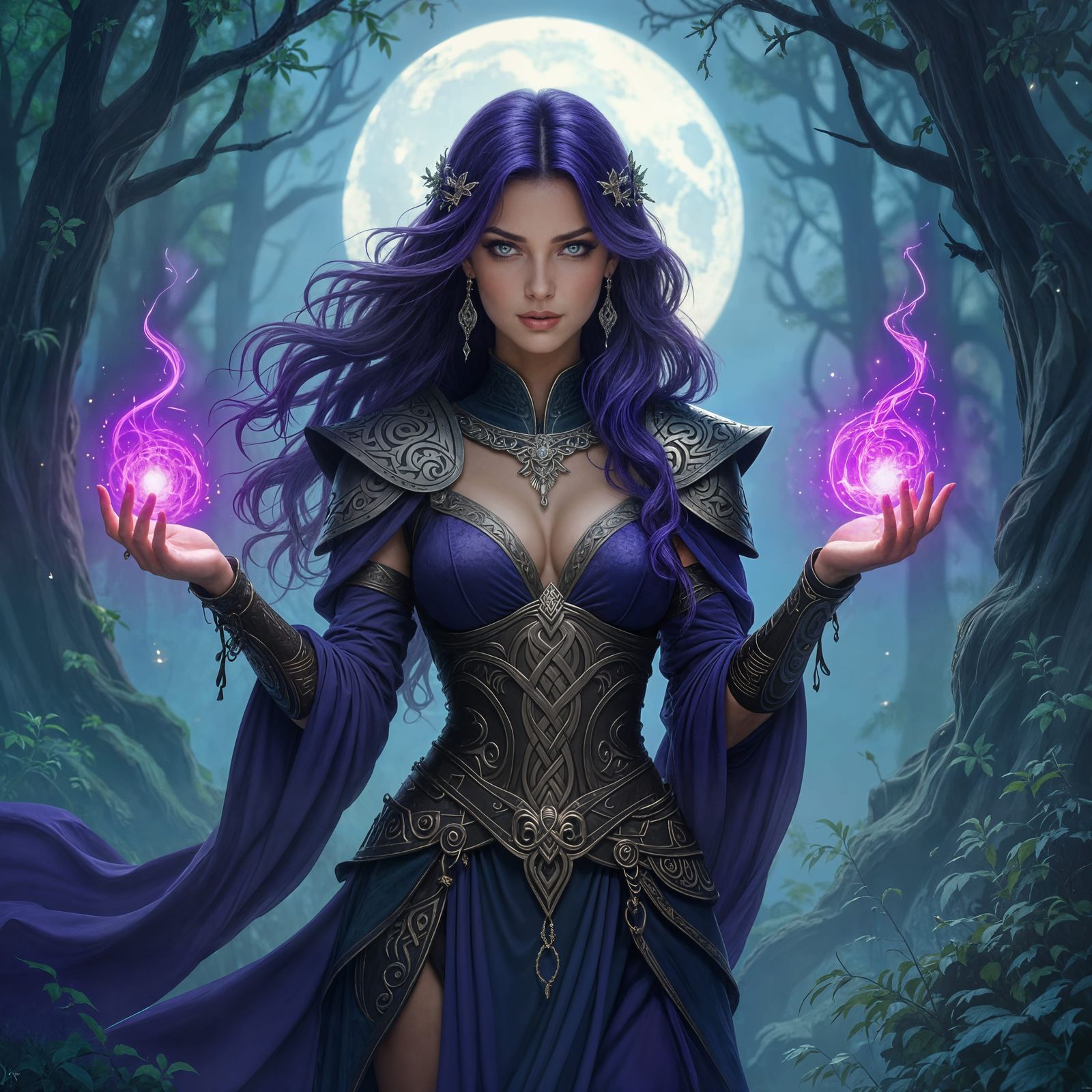 Mysterious Sorceress in Art Nouveau Style