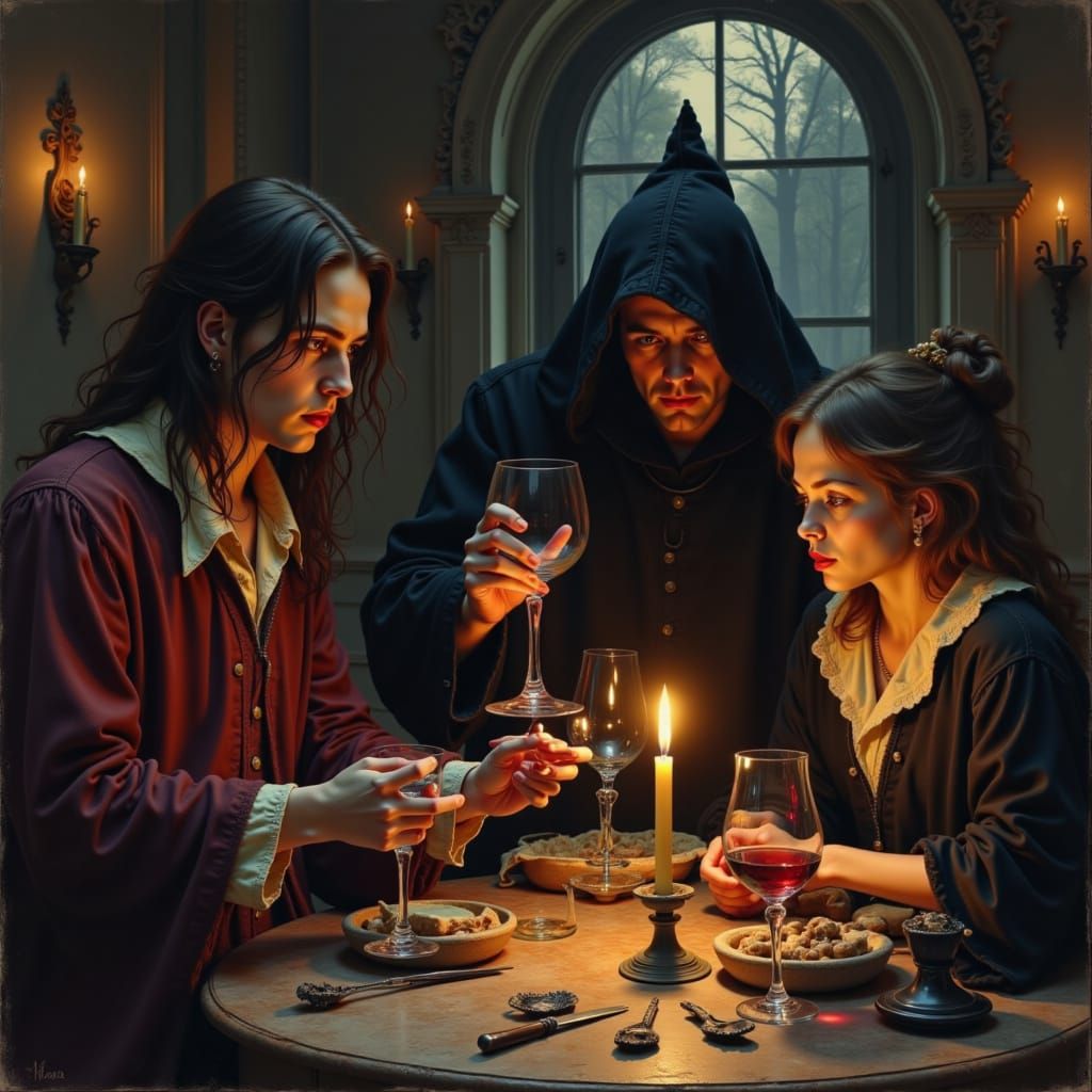 Superstition and Occult Symbolism in Dark Folk Art Style