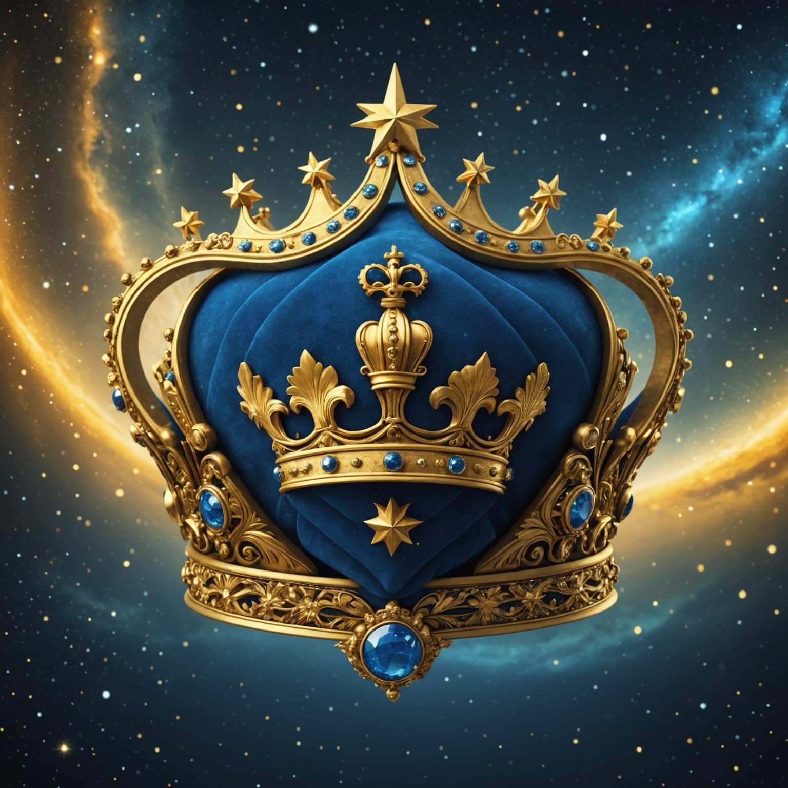 Swedish Royal Crown and Banner in Starscape