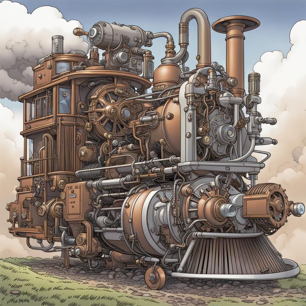 Steampunk Engine Illustration