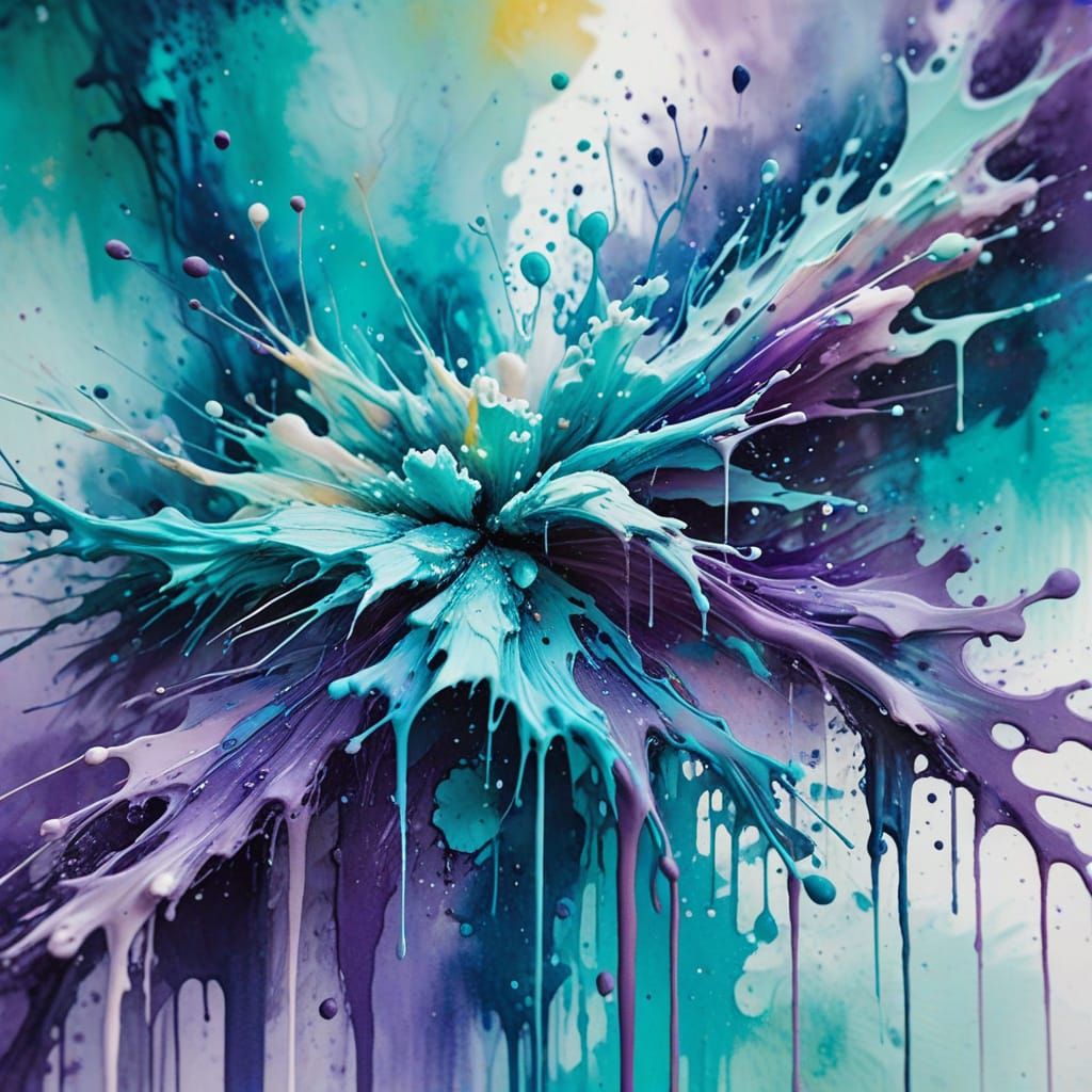 Abstract Watercolor Paint Splatter in Expressionist Style