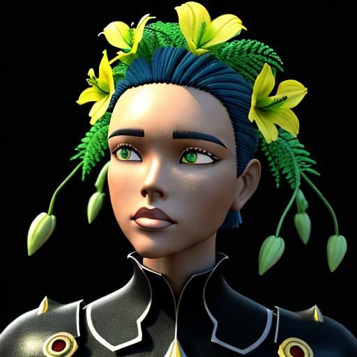 Psychedelic Floral Faces in Vivid Colors, Oil Painting