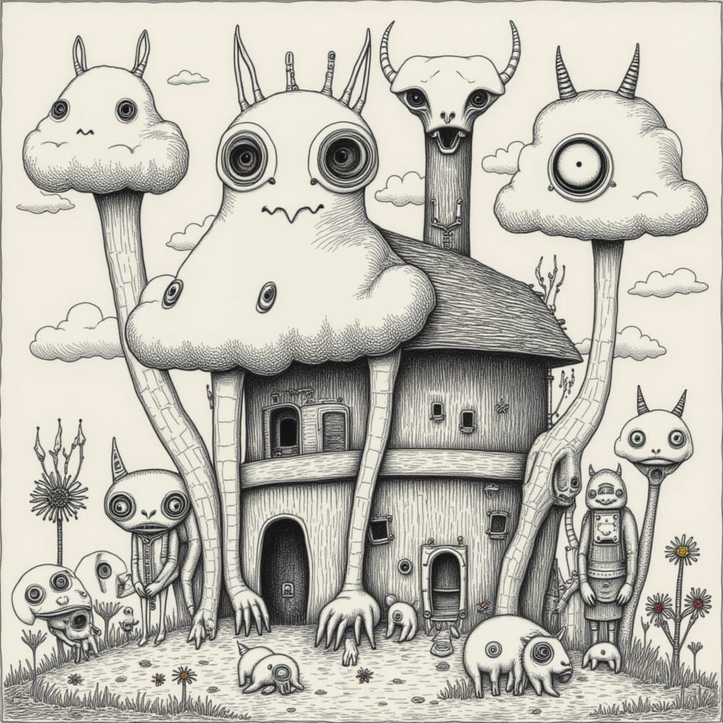Creatures Crafting Clouds in a Whimsical Factory