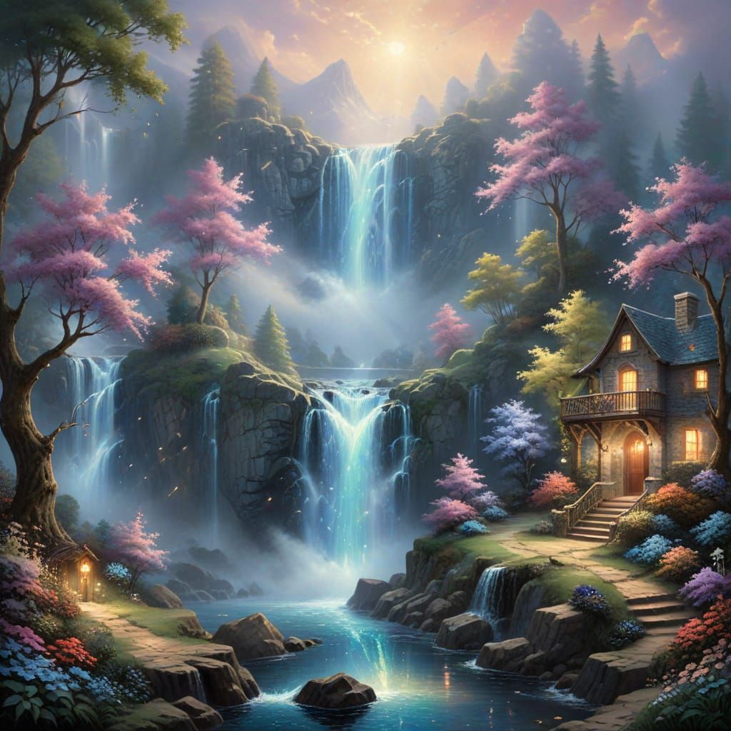 Stardust Waterfall Pouring Into Galaxy