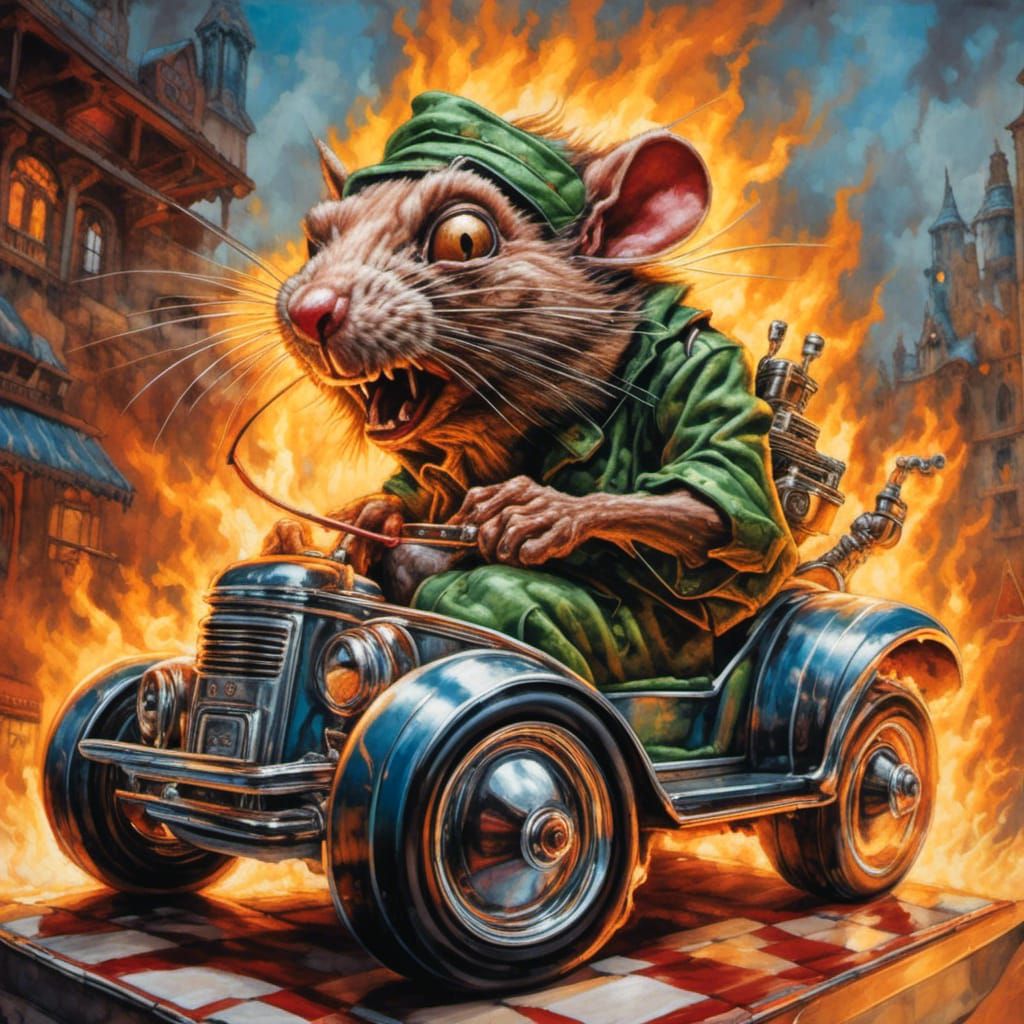 <lora:Construction:1.0> The cartoon Rat Fink by "Big Daddy" ...
