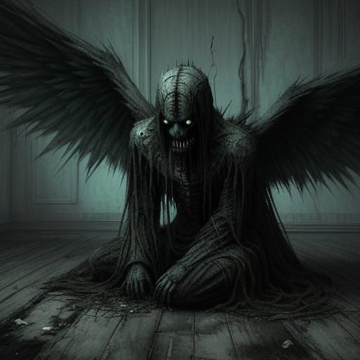 Horror Child's Drawing of a Monstrous Angel