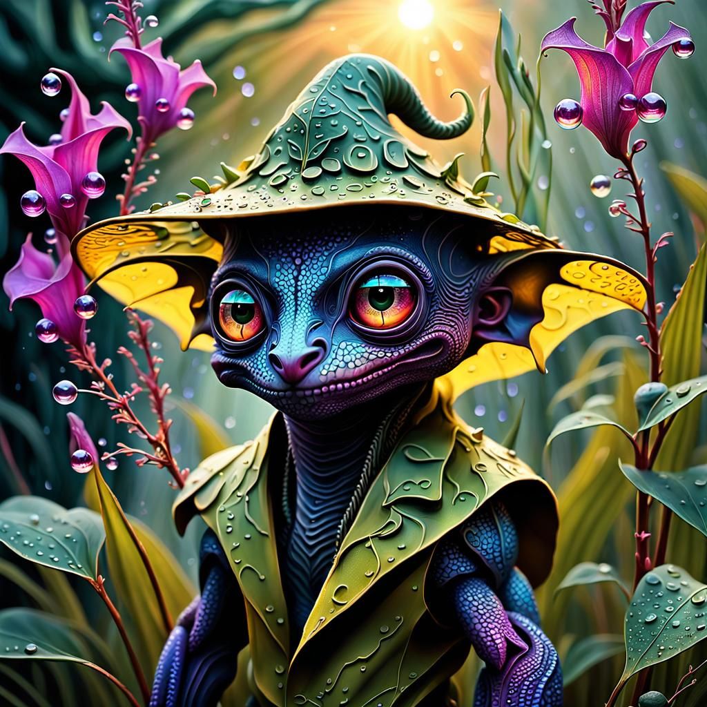 Surreal Alien Creature in a Bizarre Garden