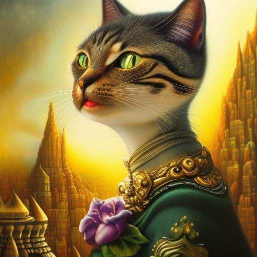 Anthropomorphic Cat Woman: Hyperdetailed Concept Art