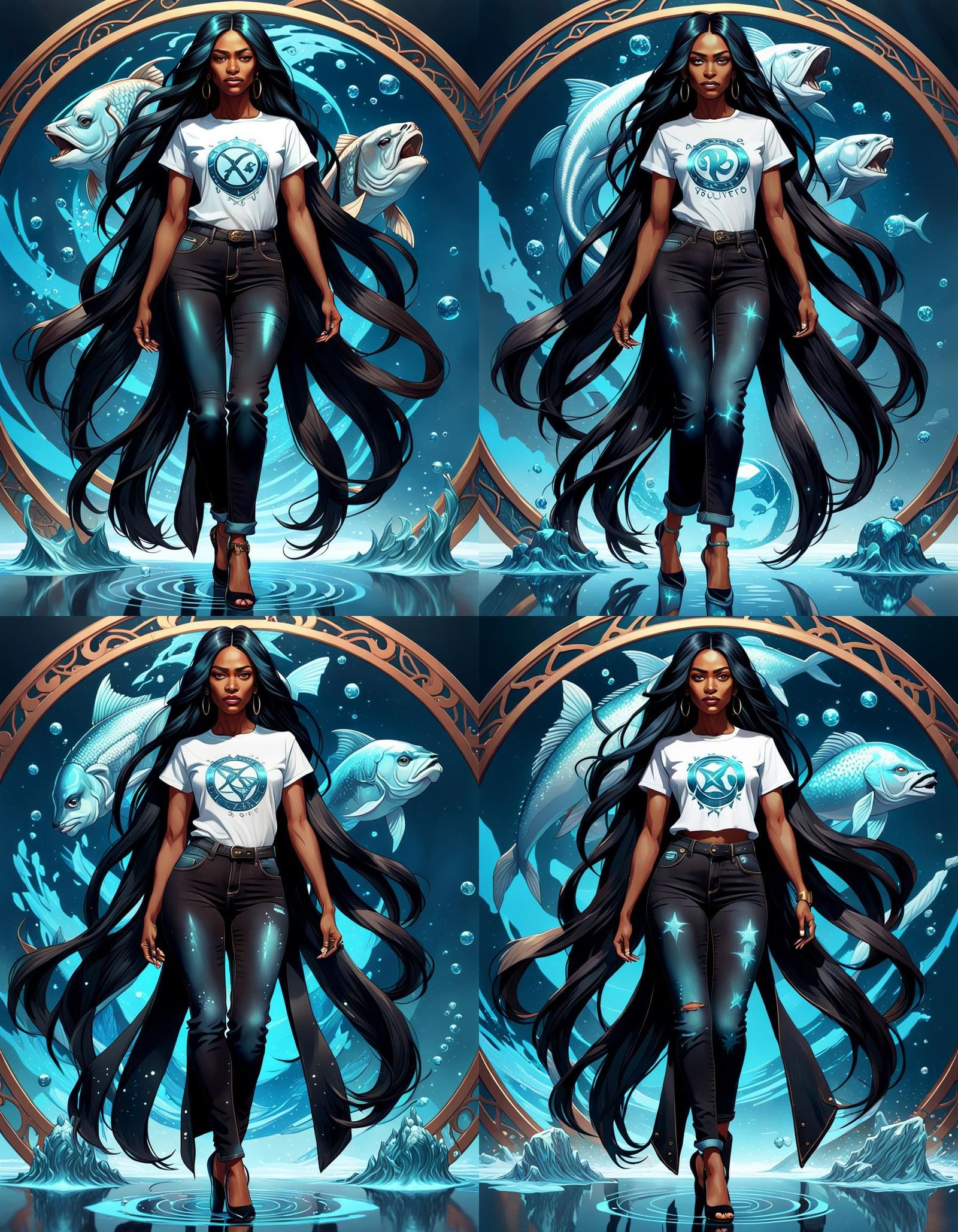 Pisces Girl Portrait with Zodiac Backdrop
