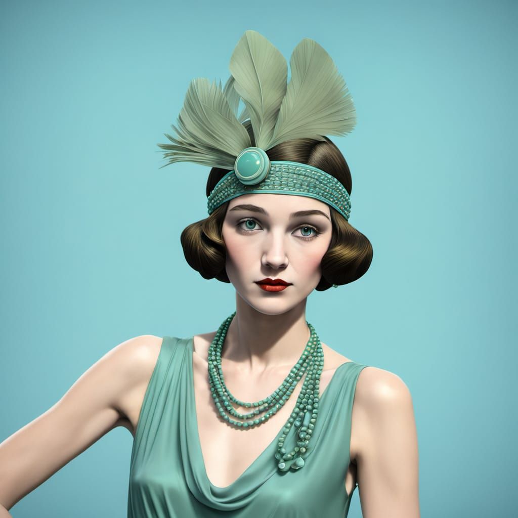 1920s Flapper Bust in Olive Green, 3D Render