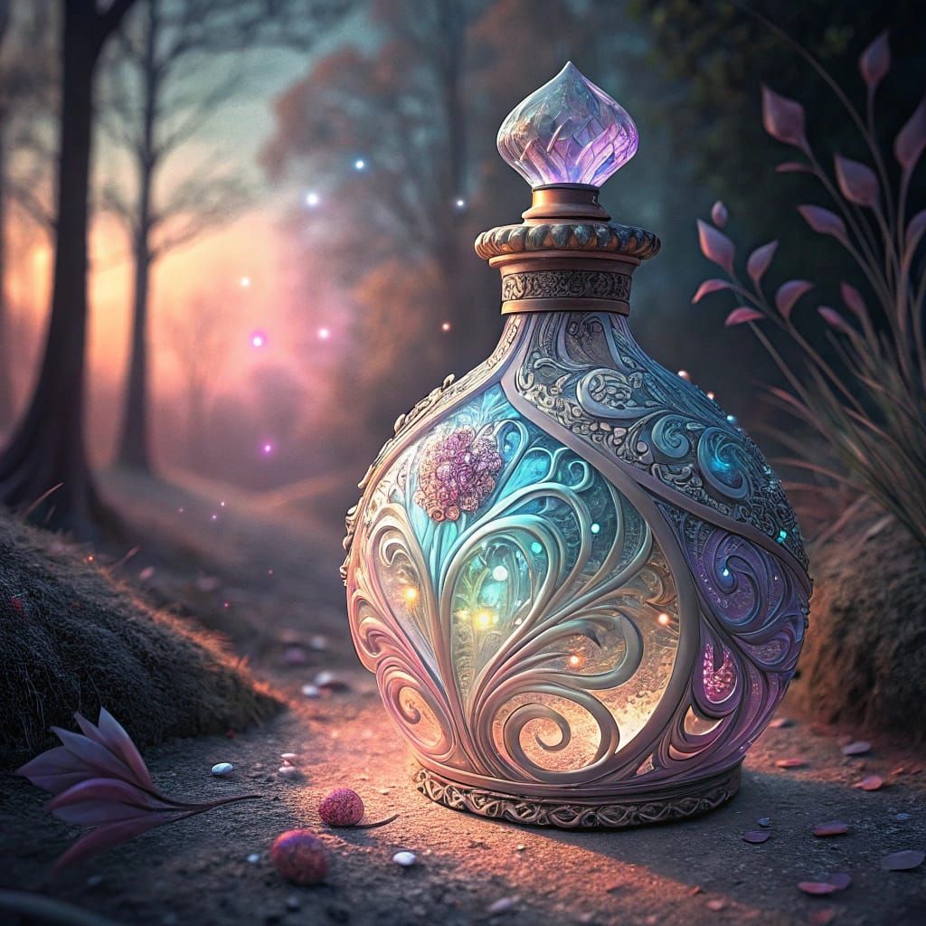 Enchanted Potion Bottle in Iridescent Colors