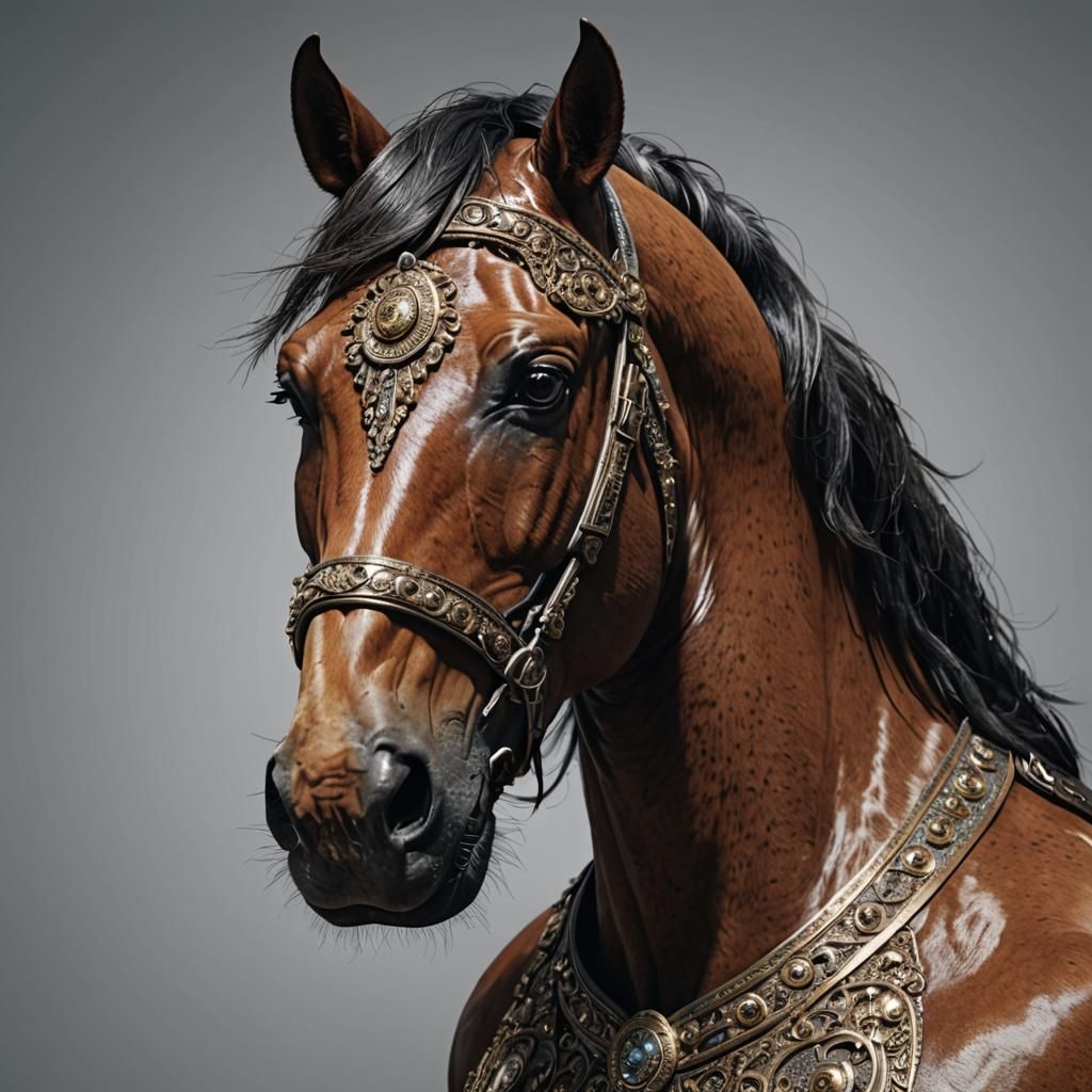 Detailed Portrait of a Horse-Headed Man in 8k