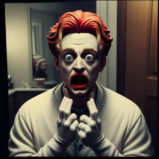 Horror claymation of Kevin (Macaulay Culkin) from Home Alone...