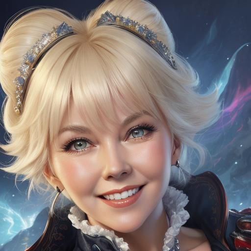Doris Day Smiling Portrait in Fantasy Art Style