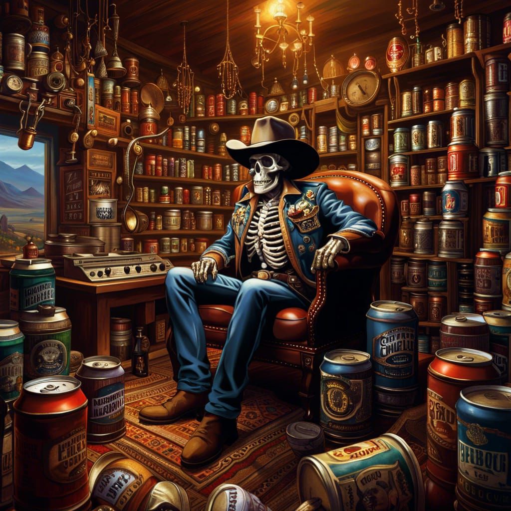 Angry Cowboy Skeleton Radio Host: Digital Comic Art