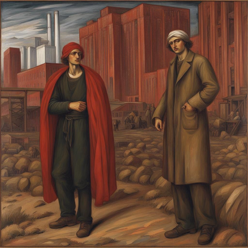 Dante and Virgil in the USSR: A Rossetti-Style Painting