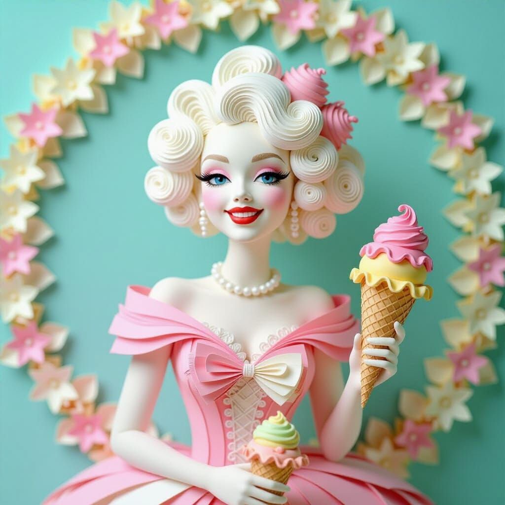 Hyperdetailed Paper Craft Ice Cream Masterpiece