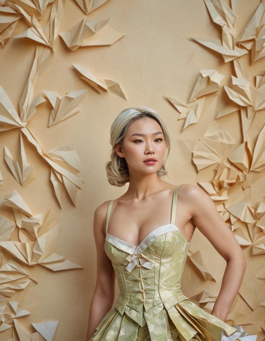 Muscular Vietnamese Woman in Dirndl, Digital Portrait