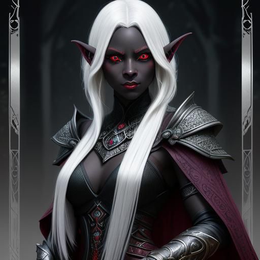 Beautiful Drow Woman Portrait in Digital Art Style