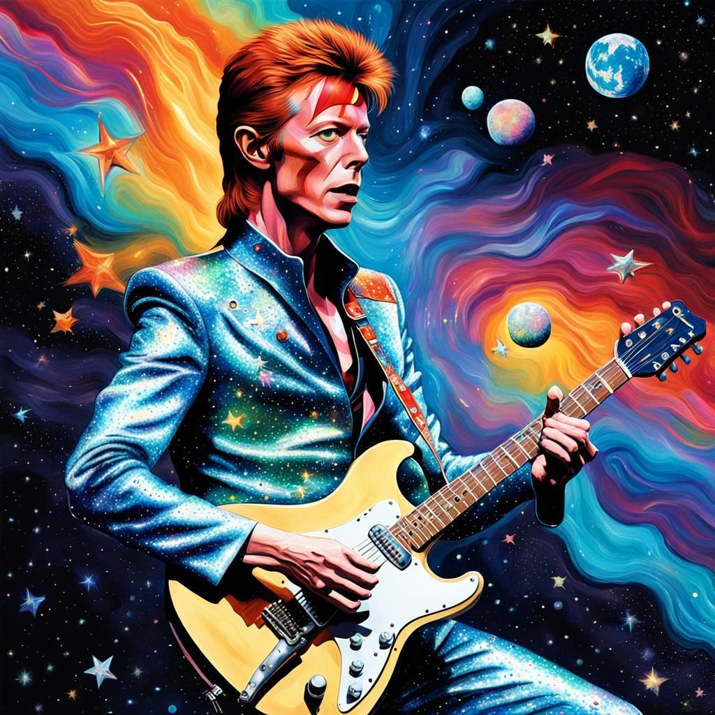 Ziggy Stardust in Astral Cosmic Illustration