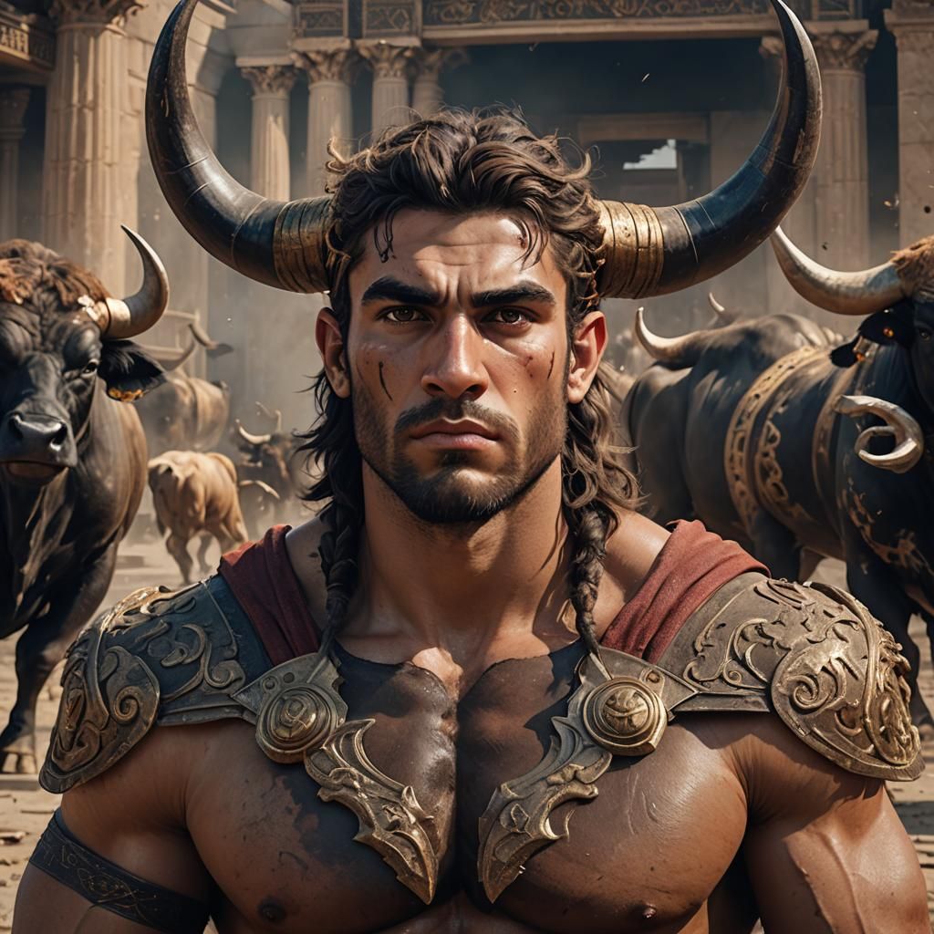 Hyperrealistic Minotaur Supervillain Portrait