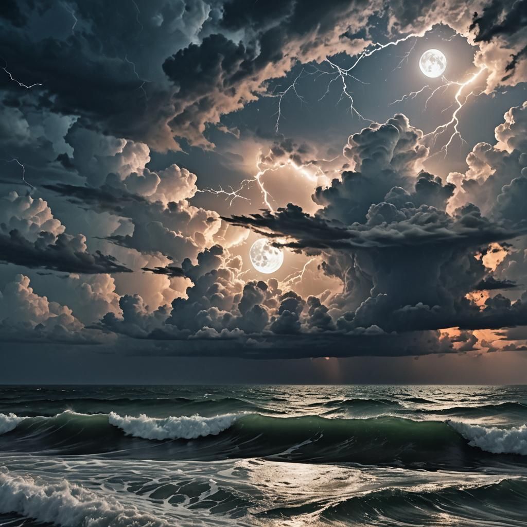 Stormy Ocean Night: Epic Digital Matte Painting