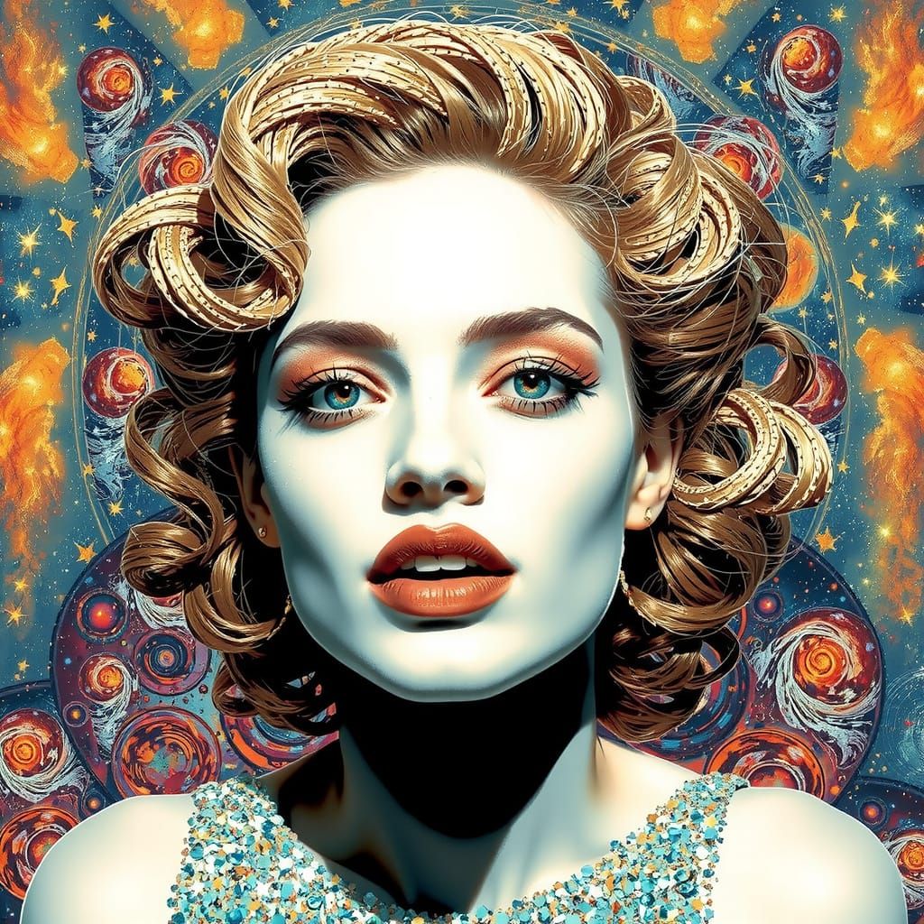 Cosmic Stardust Figure in Hyperrealistic Expressionism