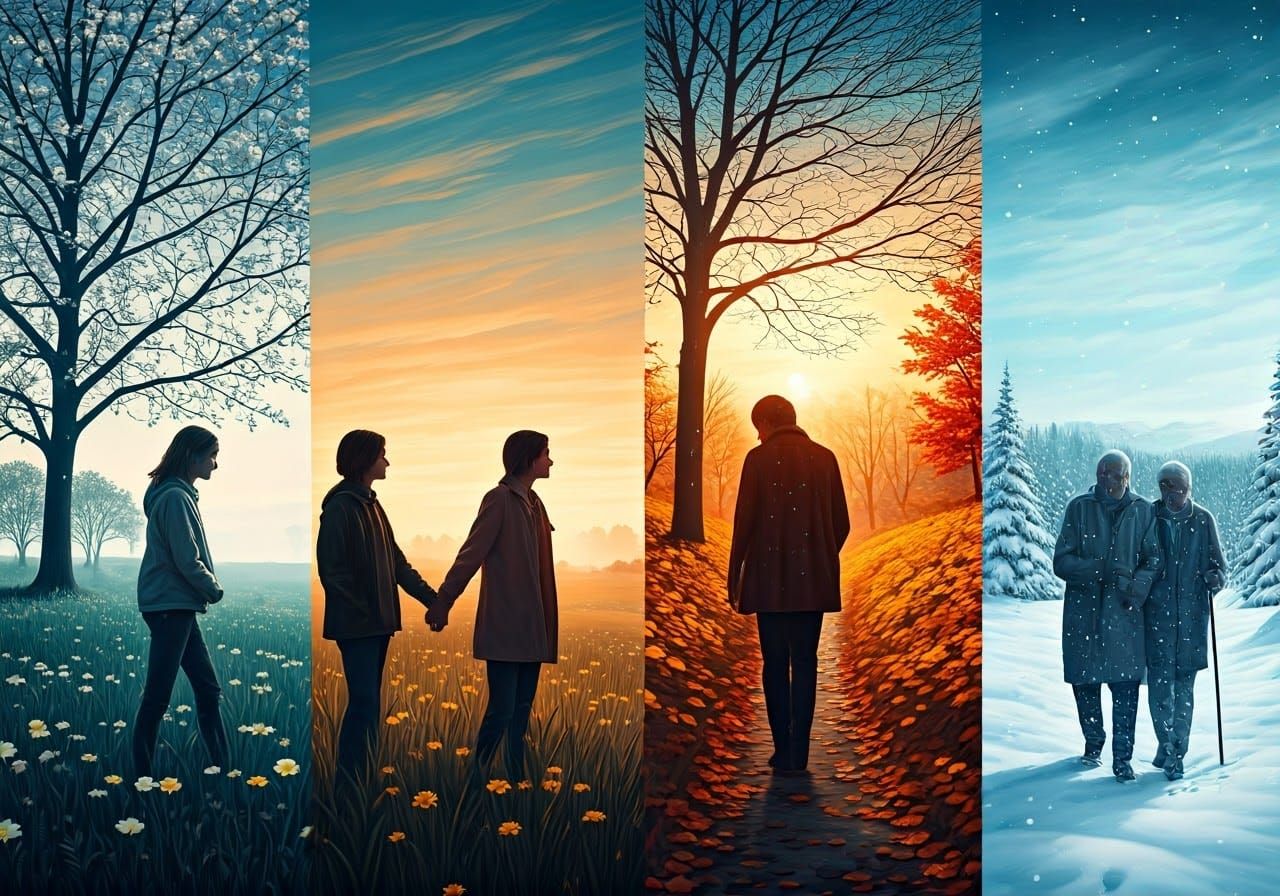 Four Seasons of Love: A Double Exposure Masterpiece
