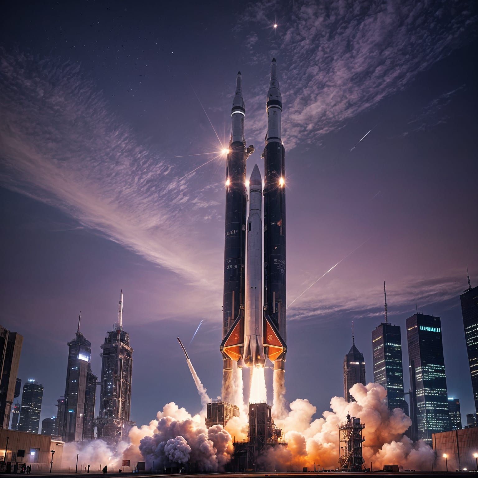 Futuristic Rocket Launch in Hyperrealistic Splash Art