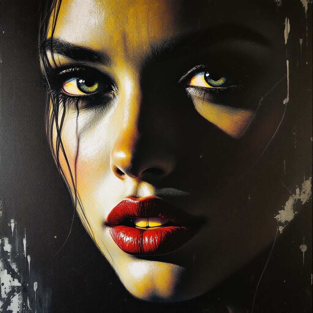 Enigmatic Woman in High-Contrast Light