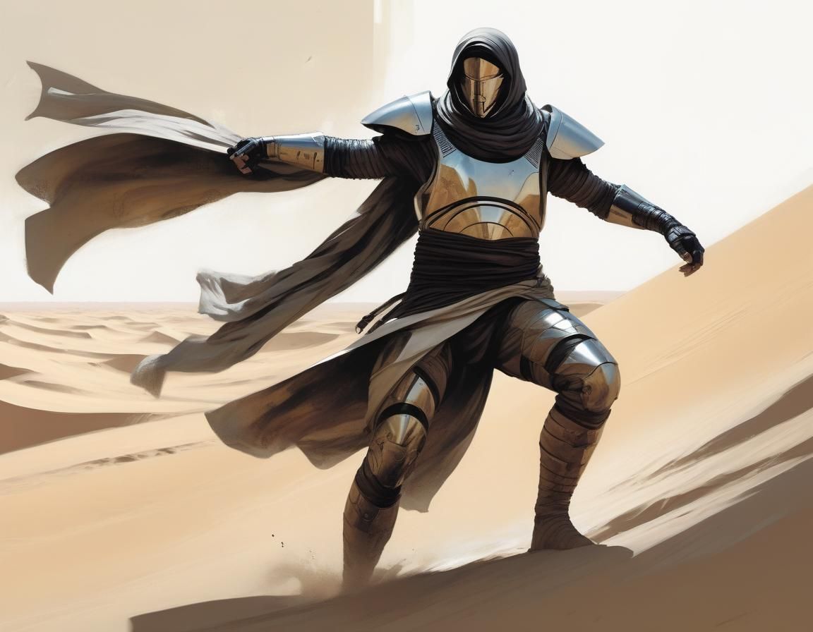 Fremen Fedaykin Warrior in Dynamic Comic Book Art