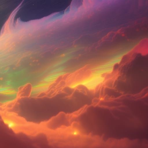Ethereal Waves Meet Twilight Sky: A Surreal Digital Art