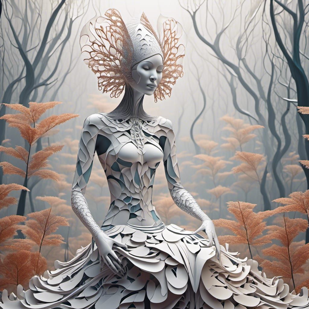Rice Paper Humanoid in Scandinavian Forest