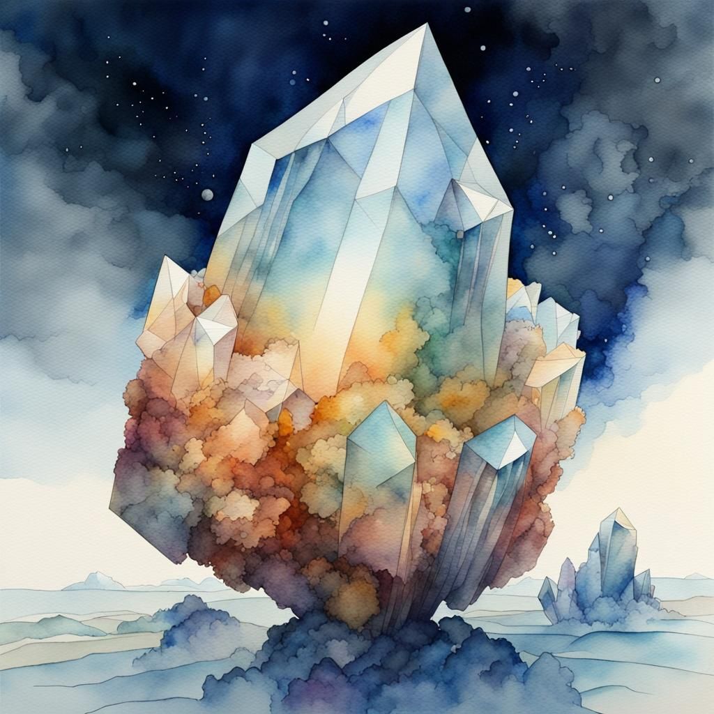 Gigantic Crystal in Watercolor Style