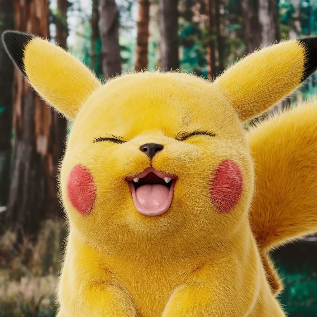 Pikachu Sneezing in Forest