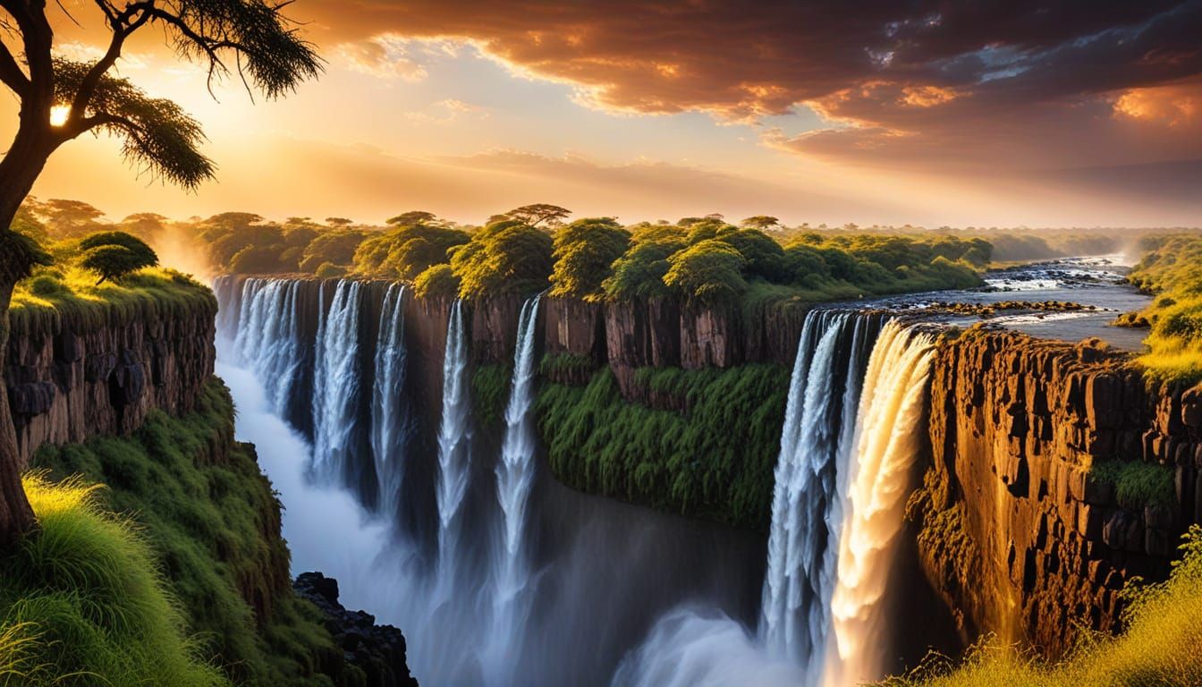 Majestic Victoria Falls Waterfall in Stunning Detail